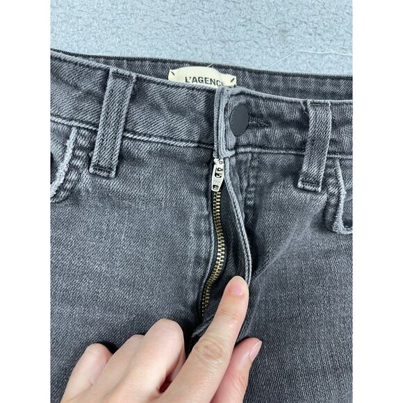 L'Agence Womens Size 26 Faded Black Denim Distressed Jeans - Picture 6 of 11